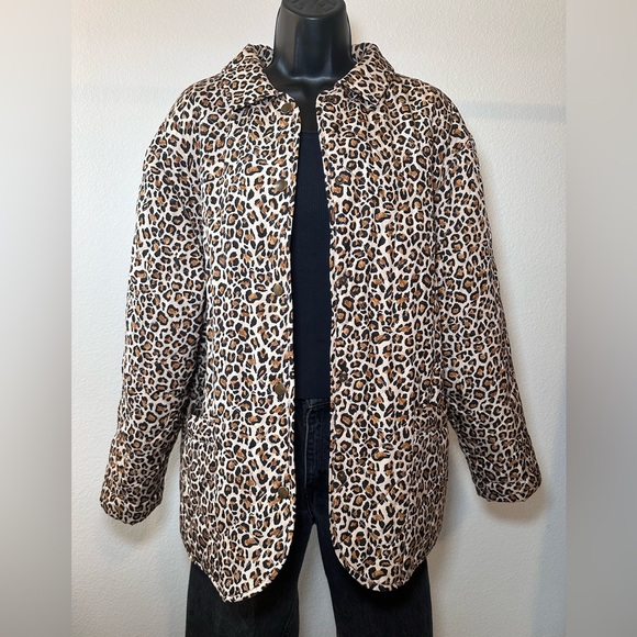 Vintage Silk Club Leopard Print Quilted Jacket - Picture 2 of 8